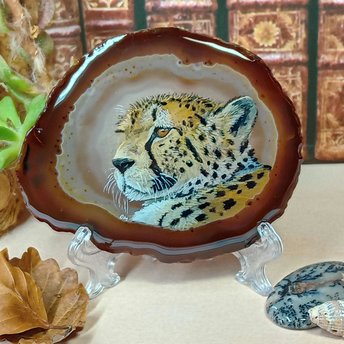 Cheetah Painting on Agate