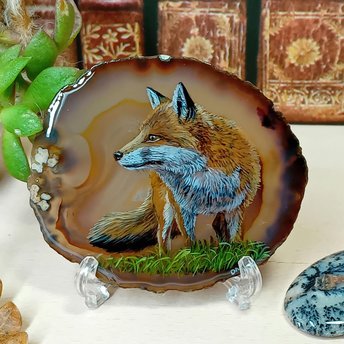 Fox Painting on Agate