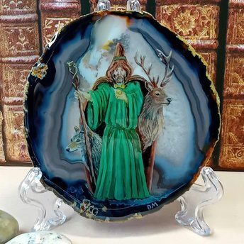 Merlin Painting on Agate