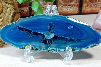 Long-eared Bat Painting on Agate