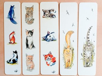 Cats Bookmark, Ginger cat, Tabby cat, grey and white cat, grey cat,black and white cat, kittens, tabby kitten, calico kitten, Ginger kitten,